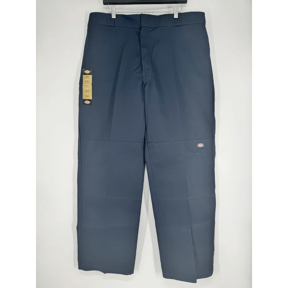Dickies Work Pants 40x32 Navy Twill Loose Fit Double Knee Straight Leg Baggy